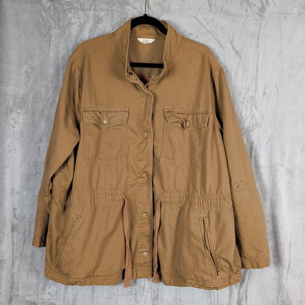 Terra & Sky Womens Utility Jacket 2X Tan Light weight
